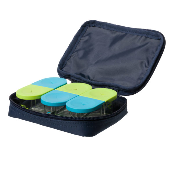 Sagely weekly pill organizer in blue and green