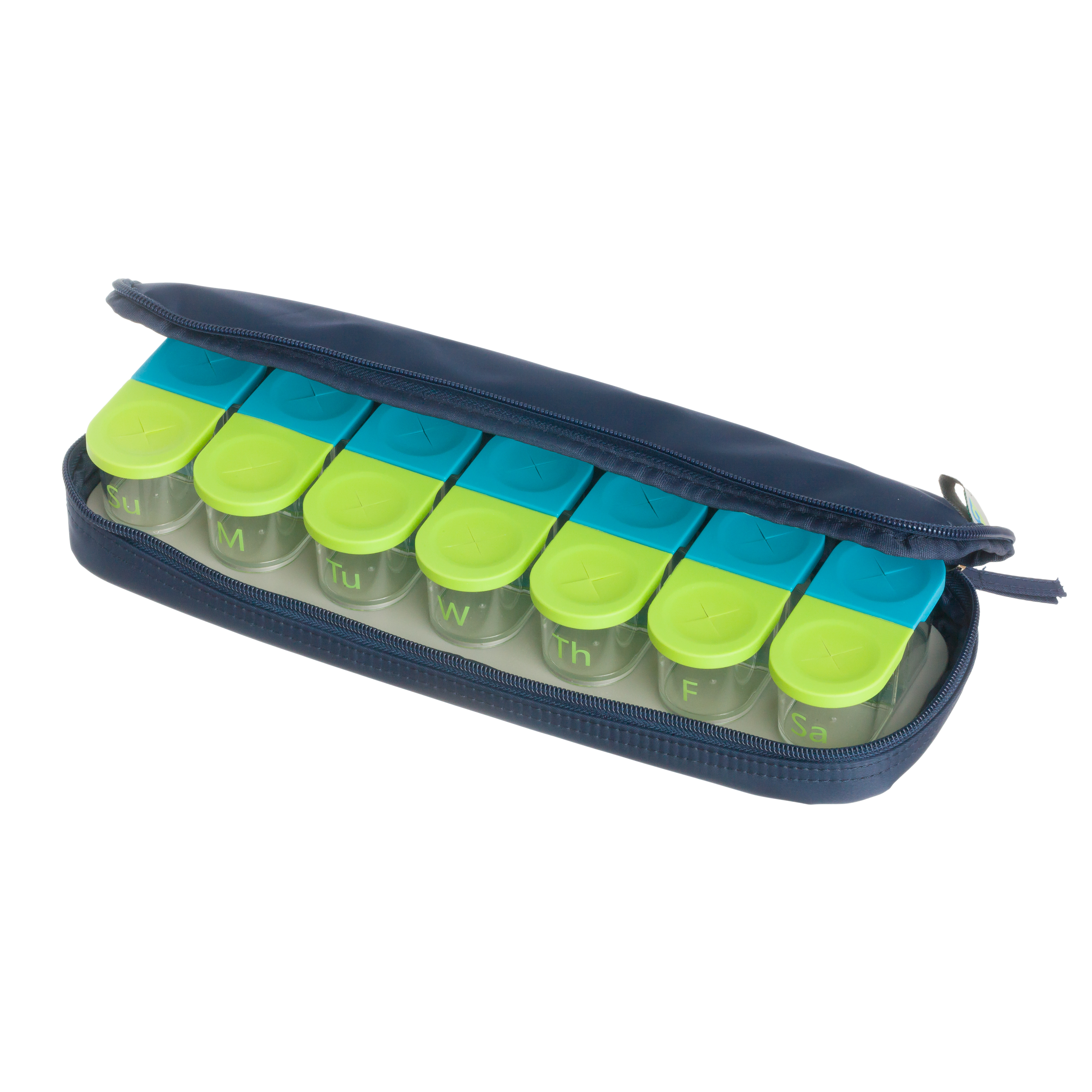 2 Sagely SMART XL Weekly Pill Organizer (Green/Blue) w/ Multiple Travel  Pouches - Sagely